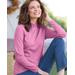 Blair Women's Essential Cotton Long-Sleeve Solid Mockneck - Pink - 3X - Womens