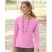 Blair Women's Essential Cotton Solid Jewelneck Tee - Pink - XL - Misses