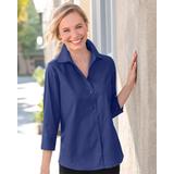 Blair Women's Foxcroft® Non-Iron Perfect-Fit Three-Quarter-Sleeve Shirt - Purple - 10P - Petite