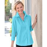 Blair Women's Foxcroft® Non-Iron Perfect-Fit Three-Quarter-Sleeve Shirt - Blue - 12P - Petite