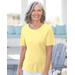 Blair Women's Coastal Cotton Short-Sleeve Jewelneck Tee - Yellow - XL - Misses