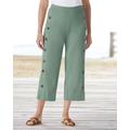 Blair Women's Sahara Side-Button Knit Capris - Green - 3X - Womens