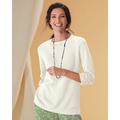Blair Women's Linen/Cotton Crochet-Trim Pullover - Ivory - XL - Misses