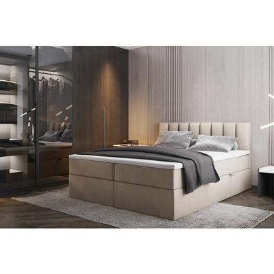 Palermo Boxspringbett 180x200 mit Bettkästen H3 Matratze Beige - Trada