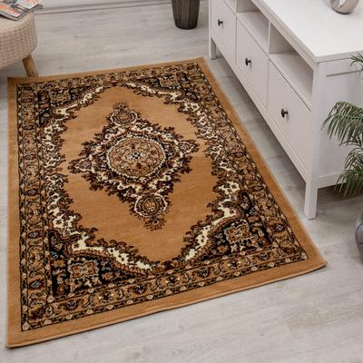 Teppich Home - Orient Teppich rot beige grau schwarz klassisch dicht gewebt mit Ornament und Image