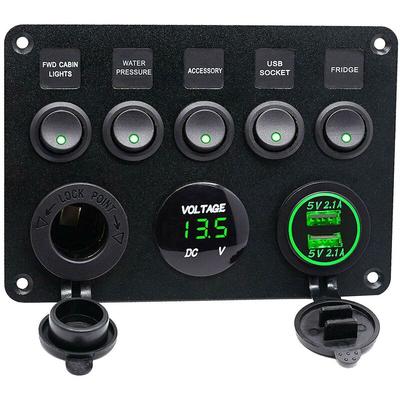 Woosien - 5 Gang 12V/24V Inline-Sicherungskasten LED-Schalttafel Dual usb Auto Boot lkw Image