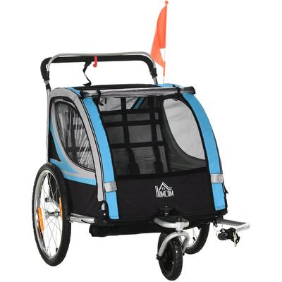 Homcom - 2 in 1 Kinderanhänger klappbar Fahrradanhänger mit abnehmbarem Vorderrad, Image