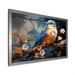 Design Art Geometric Birds In Cubist Skies III - Bird Wall Art Living Room Metal in Black/Blue/Orange | 16 H x 32 W x 1 D in | Wayfair