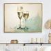 Design Art Green Champagne Glass Sips Simplicity - Wine & Champagne Canvas Art Print Metal in Blue | 24 H x 32 W x 1 D in | Wayfair