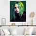 Design Art Popart Emerald Eilish Portrait I - Portrait Canvas Wall Art_105766 Canvas, Cotton in Black/Green/Indigo | 20 H x 12 W x 1 D in | Wayfair