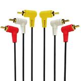 3 RCA Cable - Gold Plated 90 Degree Right Angle RCA Audio/Video Cable 3 RCA to 3 RCA Composite Video Audio A/V AV Cable 1.5m; Male Right 1.5m