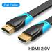 High Speed V2.0 HDMI Cable 4K*2K Male to Male 3D 1080P HD for Monitor Computer TV PS3/4 Projector HDTV 0.5m 1.5m 2m 10m Black flat 2m