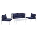Modway Harmony 4 Piece Sofa Seating Group w/ Sunbrella Cushions Metal in Blue | Outdoor Furniture | Wayfair 665924531155