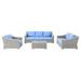 Modway 4 Piece Sofa Seating Group w/ Cushions in Blue | Outdoor Furniture | Wayfair 665924532411