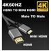 Nylon HD 4K@60HZ Compatible V2.0 HDMI TO HDMI MINIHDMI MICROHDMI MINI MICRO Extension Male to Male Cable 1M/1.5M/2M/3M/5M/10m Mini HDMI 10m