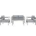 IHSS Shore 4 Piece Outdoor Patio Aluminum Sectional Sofa Set in Gray | Wayfair 755513728216