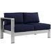 IHSS Shore Left-Arm Corner Sectional Outdoor Patio Aluminum Loveseat Metal in Gray | 25 H x 53 W x 27.5 D in | Wayfair 755513727424