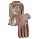 Bonnie Jean Girls 2-Piece Houndstooth Dress Set Outfit - mauve 4t (Toddler)