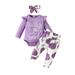 aturustex Baby Girls Fall Outfit Letters Romper Flower Print Pants Headband