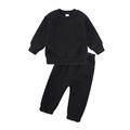 Elainilye Fashion Baby Sweatsuit Girls Boys Fall Winter Long Sleeve Round-Neck Blouses And Casual Pants Toddler Baby 2 Piece Suit Black