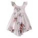 Rovga Toddler Summer Sleeveless Girls Flanged Strap Halter Floral Dress Princess Dress Casual Dress 3-4 Years