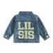 Big Little Sister Matching Outfit Toddler Baby Girl Denim Jacket Letter Embroidery Long Sleeve Button Down Jean Cardigan Coat