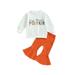 Canis Cute Toddler Girl Halloween Clothes with Letter Print Sweatshirt and Flare Pants