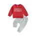 AMILIEe Boys Long Sleeve Letter Print Sweatshirt Solid Color Pants Sets