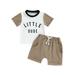 Emmababy Toddlers Boys Shorts Set Shorts with Short Sleeve Letters Print T-shirt