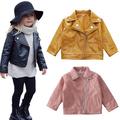 Esaierr Kids Toddler Spring Fall Leather Jacket for Girls Baby short Leather Coats Faux Leather Jacket Kids Outfits Spring Autumn PU Faux Leather Lapel Jacket Short Outerwear Coat for 1-7 Years
