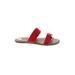 Lauren Conrad Sandals: Slip-on Stacked Heel Casual Red Print Shoes - Women's Size 8 - Open Toe