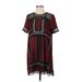 Express Casual Dress - Shift Crew Neck Short sleeves: Burgundy Dresses - Women's Size Small