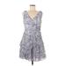 Banana Republic Casual Dress: Purple Acid Wash Print Dresses - Women's Size 8 Petite