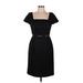 Carmen Marc Valvo Collection Casual Dress - Sheath Square Short sleeves: Black Print Dresses - Women's Size 8