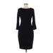 Calvin Klein Casual Dress - Sheath Crew Neck 3/4 sleeves: Black Print Dresses - Women's Size 4