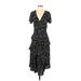 Joie Casual Dress - A-Line V-Neck Short sleeves: Black Dresses - Women's Size 4