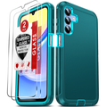 LeYi for Galaxy A15 5G Case Samsung A 15 Case with [2 Pack] Tempered Glass Screen Protectors 3 in 1 Full Body Shockproof Rubber Dustproof Rugged Defender Protection Case for Galaxy A15 5G Teal