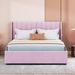 Latitude Run® Upholstered Storage Bed w/ Drawers Metal in Pink | 43.5 H x 64.75 W x 84.75 D in | Wayfair B097AF79965B42C3B09ADD159D3BD3A4