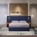Latitude Run® King Size Modern Metal Platform Bed Frame w/ Strong Wooden Slats Support Headboard Upholstered/Velvet/Metal in Blue | Wayfair
