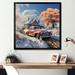 Gracie Oaks 1950S Car Charm In Winter On Canvas Print Canvas, Cotton in Blue/Pink/White | 16 H x 16 W x 1 D in | Wayfair