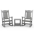 Winston Porter Rasima 3 Piece Outdoor Rocking Chair Seating Group Plastic in White | Wayfair 93E07113120E4F71A21098DF56DF5AB4