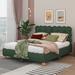 Ebern Designs Marianela Queen Size Platform Bed w/ Support Legs Upholstered/Linen in Green | 37.8 H x 63 W x 82.7 D in | Wayfair