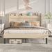 Latitude Run® Anshuman Wingback Platform Bed w/ Storage Headboard, Bed Frame w/ Charging Station Upholstered/ in Brown | Wayfair