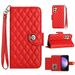Faux Leather Wallet Case Compatible with Samsung Galaxy A15 | Classic Wrist Strap Flip Case | Ultra Slim Card Slots Stand Function Shockproof Phone Cover for Samsung Galaxy A15 - Red