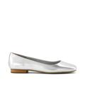 TOMS Women's Briella Silver Metallic Leather Flat Shoes Grey/Silver, Size 7