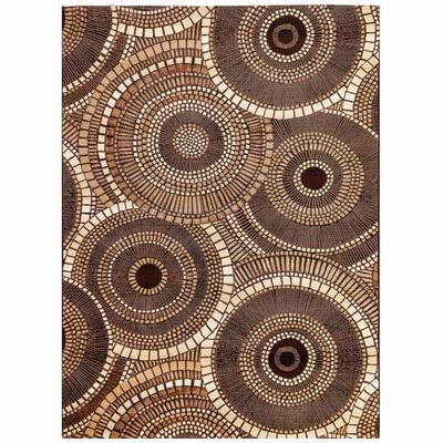 Liora Manne Marina Circles Indoor/Outdoor Rug by Trans-Ocean Import in Brown (Size 4'10"X 7'6")
