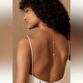 Anthropologie Jewelry | Anthropologie Lorraine Back Necklace Wedding Jewelry Gold Chain 4 Crystals | Color: Gold | Size: Os