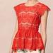 Anthropologie Tops | Maeve Anthropologie Red Lace Blouse Top S | Color: Cream/Red | Size: S