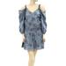 Free People Dresses | Free People Floral Printed Cotton Blue Mini Dress Lace Cold Shoulder Xs | Color: Gray | Size: Xs