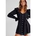 Free People Dresses | Free People In The Mood For Frills Mini Dress Black Buttondown Ruffle Xs | Color: Black | Size: Xs